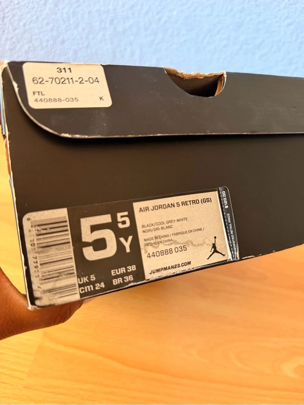 Nike Air Jordan 5 Retro GS Oreo Black White Sneakers Boys 5.5Y NWOT with Box